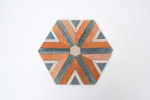 Sunset Orange & Teal Blue Large Diamond Mosaic Tile | Tiles by Mosaics.co