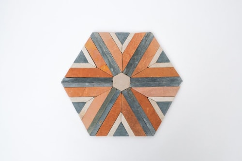 Sunset Orange/Terracotta & Teal Blue Diamond Mosaic Tile | Tiles by Mosaics.co