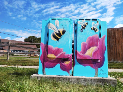 Bee Friendly Utility Box Mural | Murals by Heidi Larkman