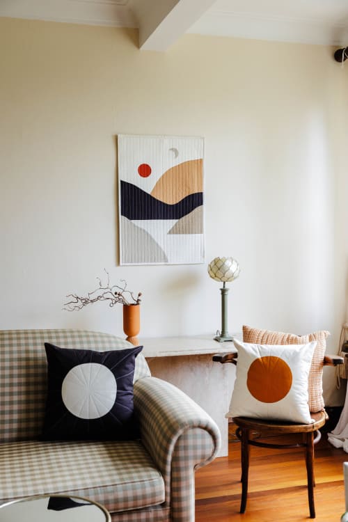 Abstract Sun and Moon Landscape Quilt Wall Art | Embroidery in Wall Hangings by Excell Quilt Co.