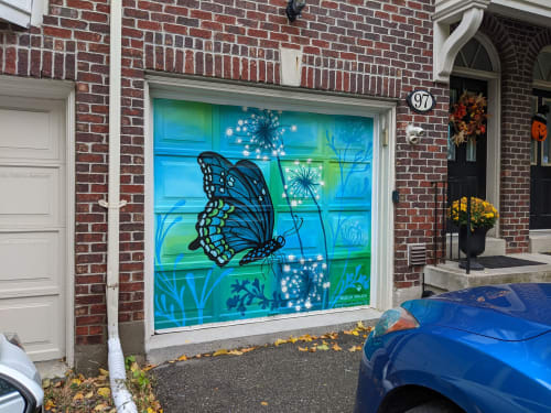 Butterfly's Paradise - A Vibrant Hand Painted Garage Mural | Street Murals by Julia Prajza