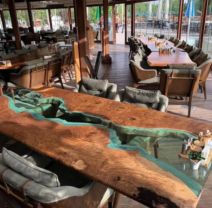 Wood River Table, Custom Wooden Table, Wood River Table by Tinella Wood