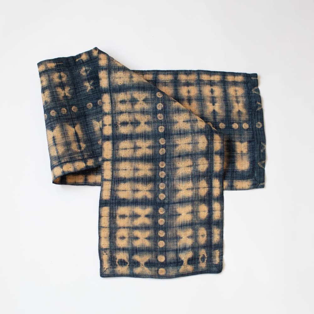 Raffia Shibori Table Runner - Cocoon & Moth Pattern - Indigo by Tanana ...