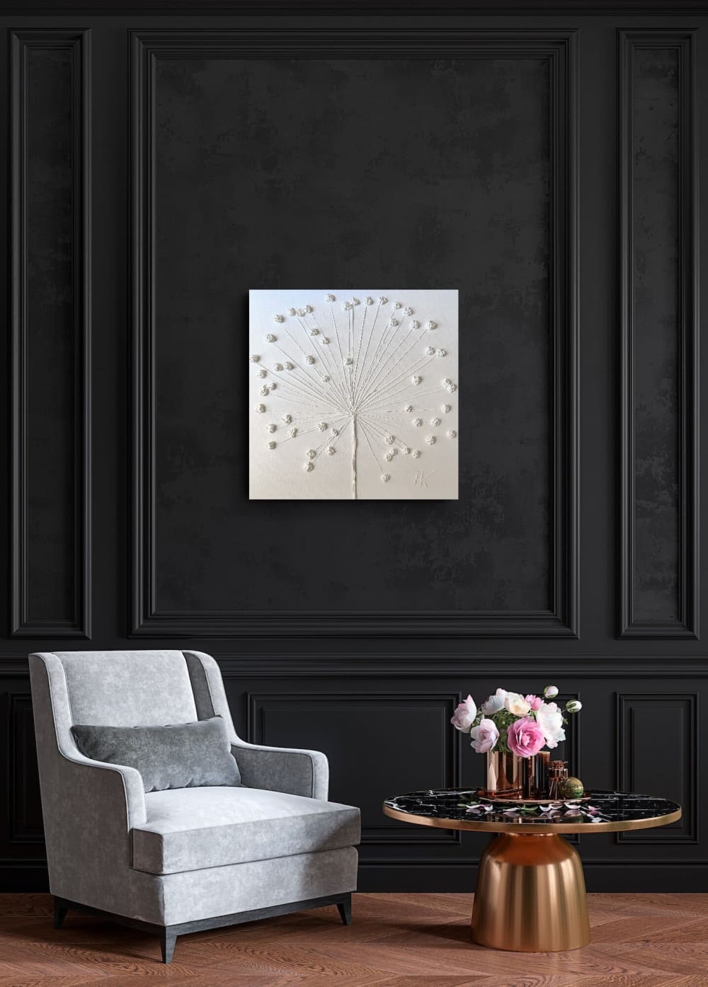 Dandelion wall art, textured painting, large wall art by Natasha