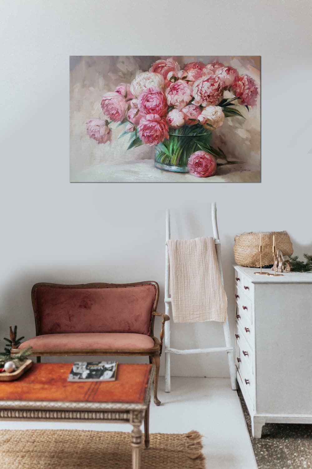 Peony painting, Oil painting original, Large floral painting by Natart ...