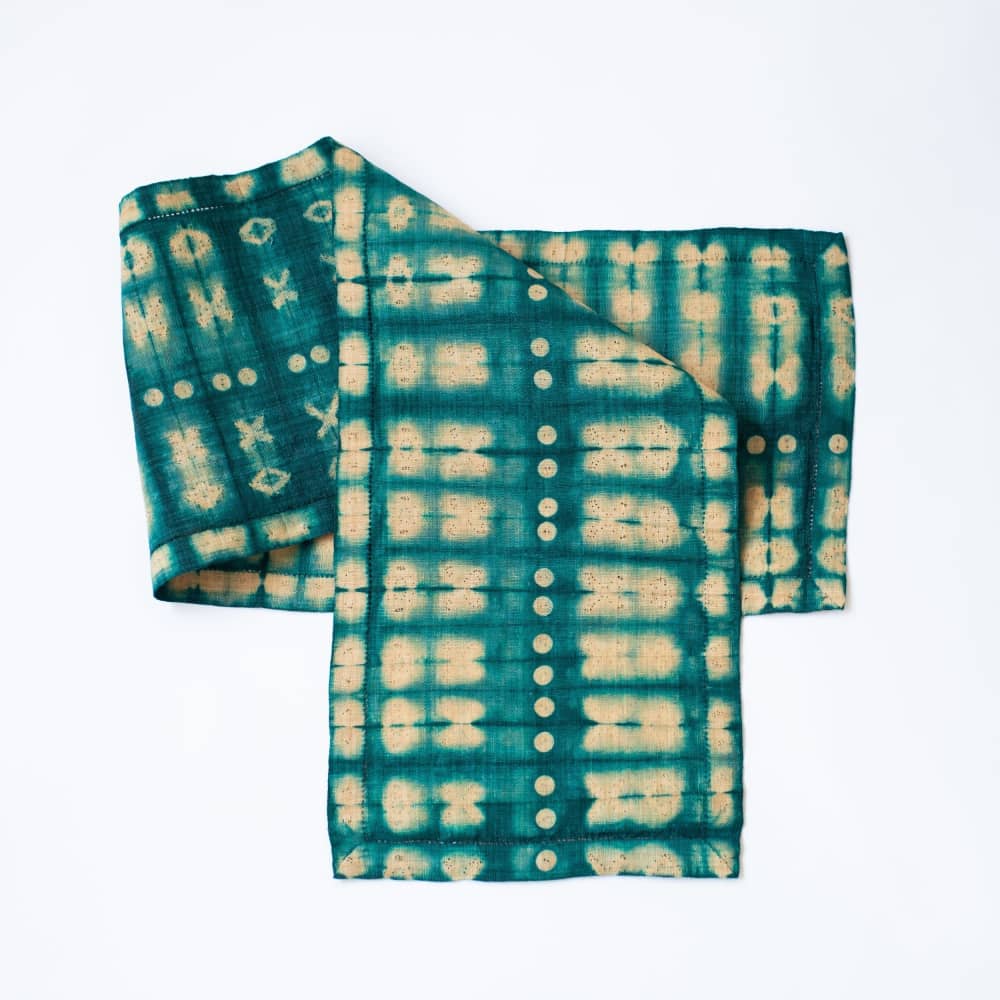 Raffia Shibori Table Runner - Cocoon & Moth Pattern-Emerald by Tanana ...