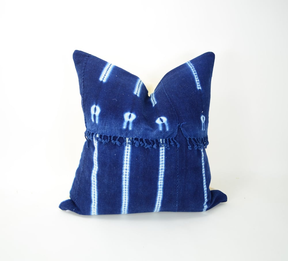 Indigo mudcloth outlet pillow