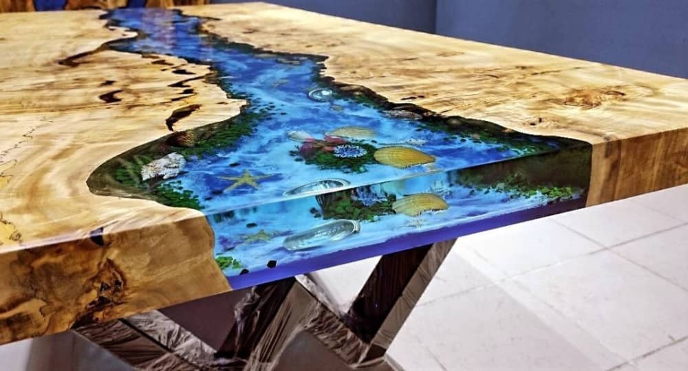 Custom Ocean Table | Live Edge Epoxy Ocean Table by ...