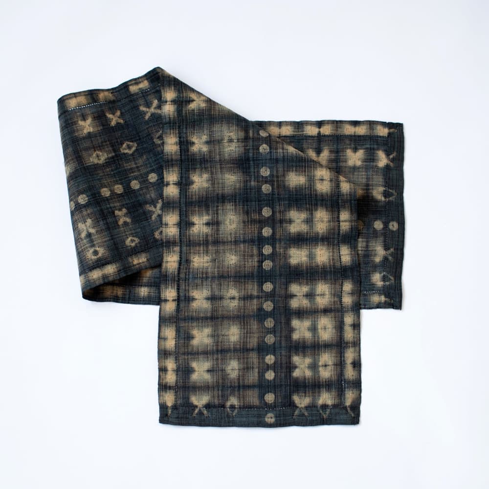 Raffia Shibori Table Runner - Cocoon & Moth Pattern-Charcoal by Tanana ...