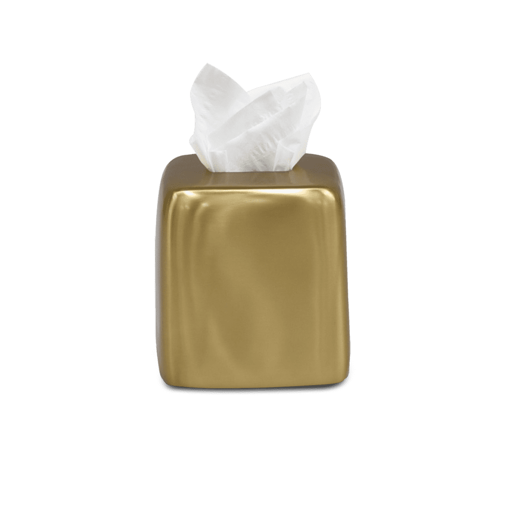 CUADRADO Tissue Box Holder in Brushed Brass by Tina Frey Wescover Storage