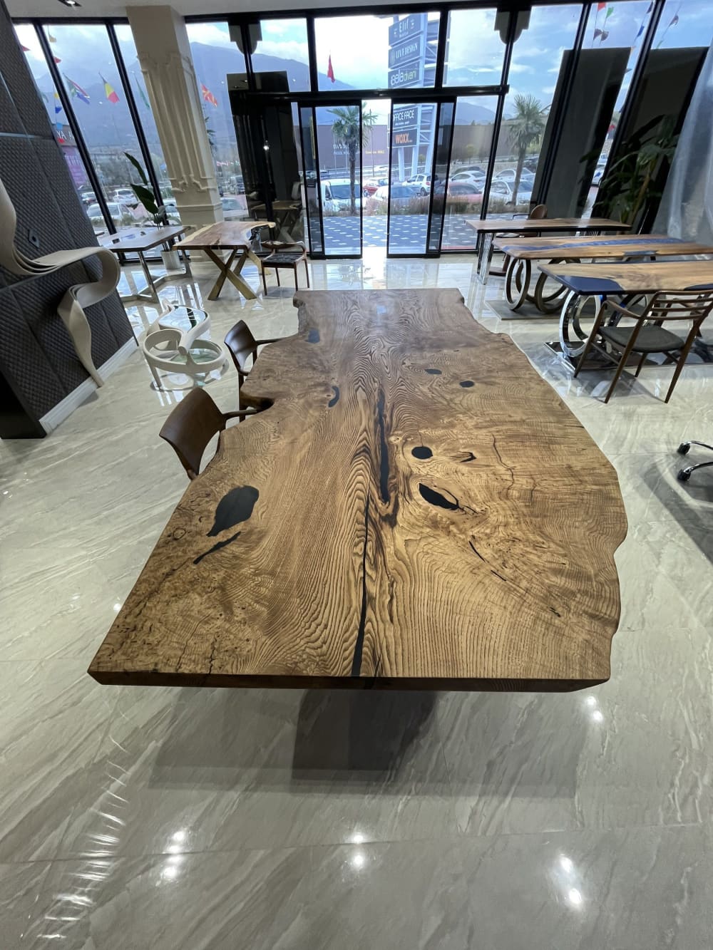 Walnut Resin Live Edge Dining Table - Resin Epoxy Table by Tinella