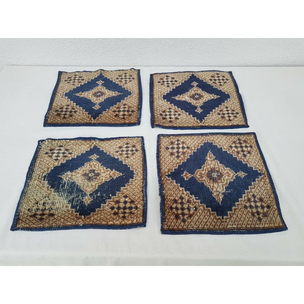 Vintage Square Doormats, Set Of 4, Quadruple Handwoven Rugs by Vintage ...