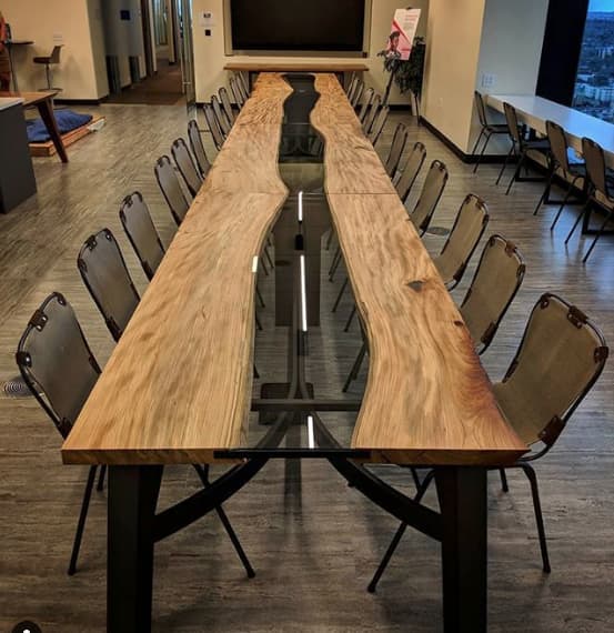 30' Elm River Conference Table by Where Wood Meets Steel at