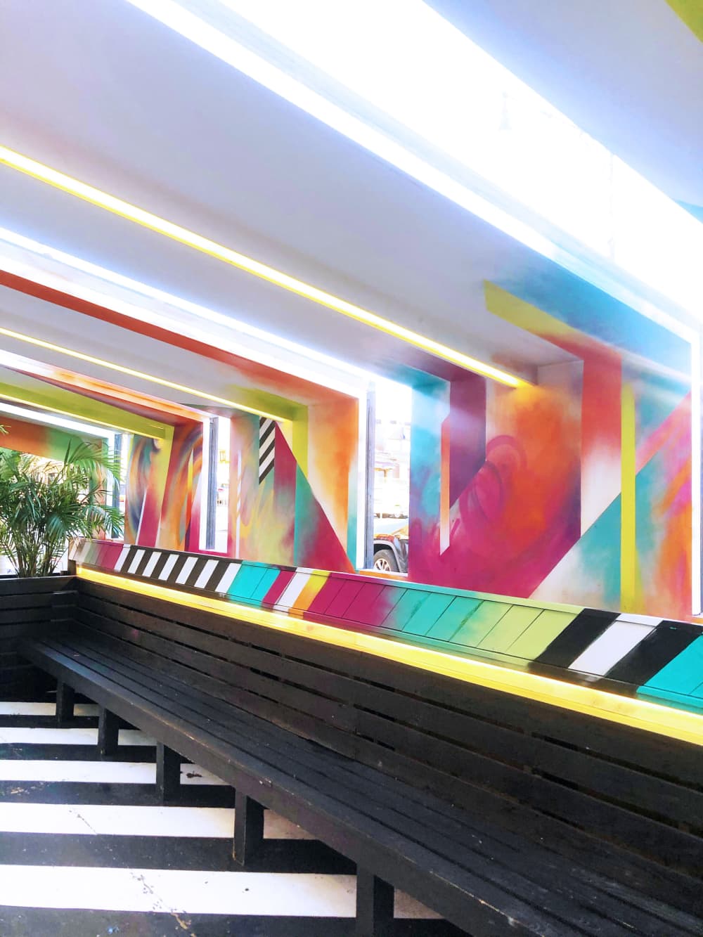 Bianca Romero mural at blend astoria restaurant by Bianca Romero at