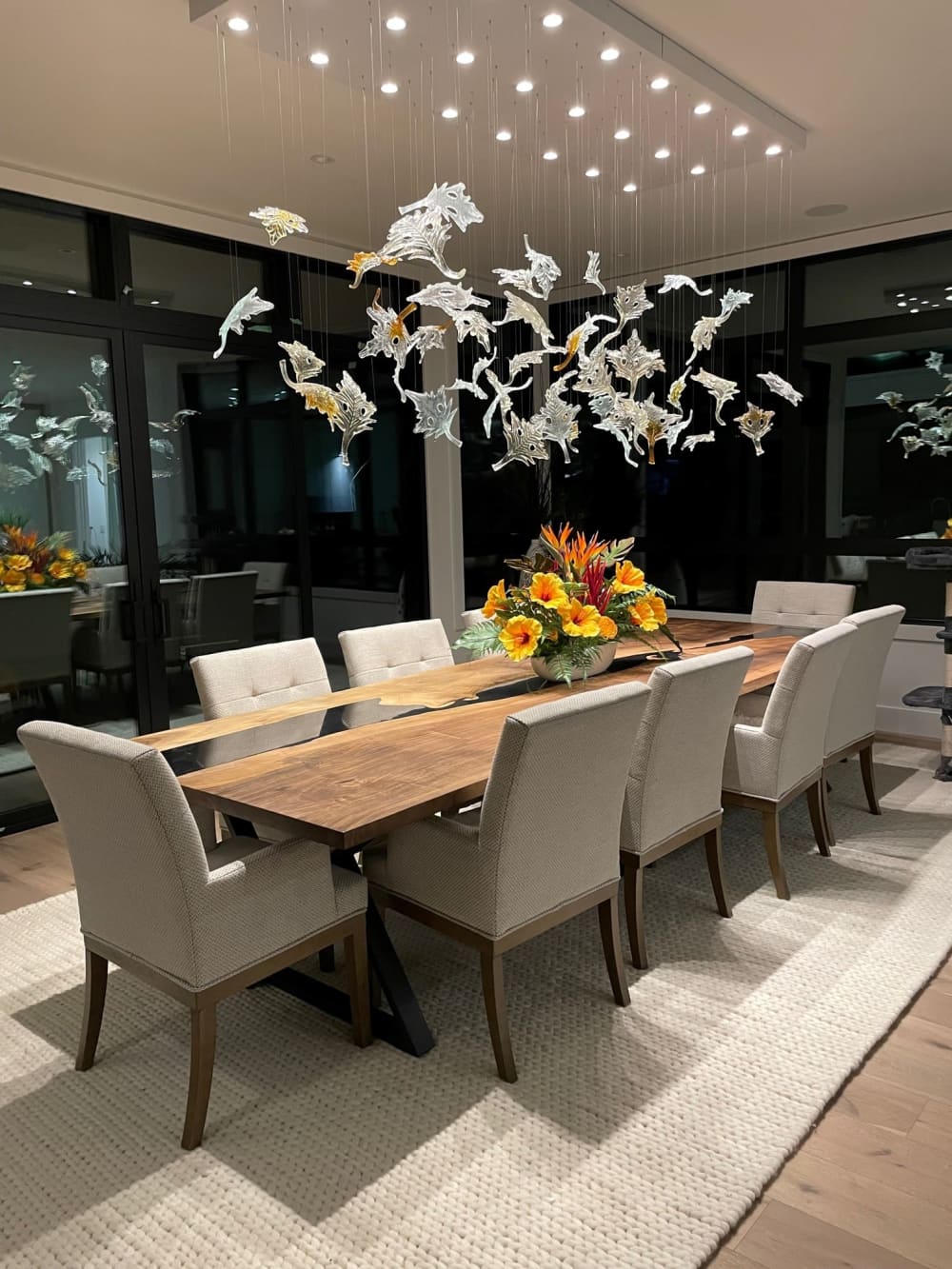 Maple Leaf Murano Glass Chandeliers for Modern Dining room. by