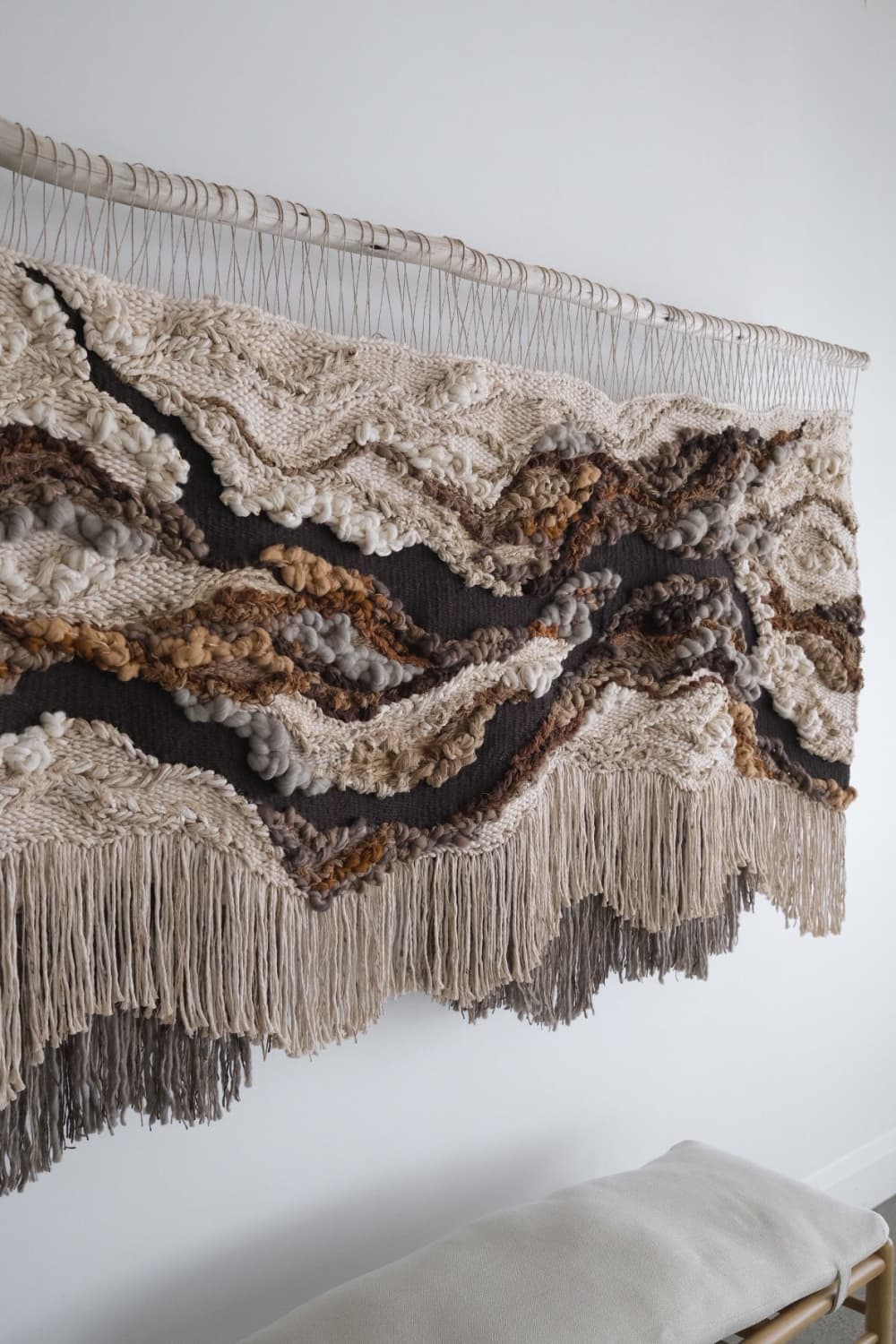 Handwoven Fiber Art Tapestry, 