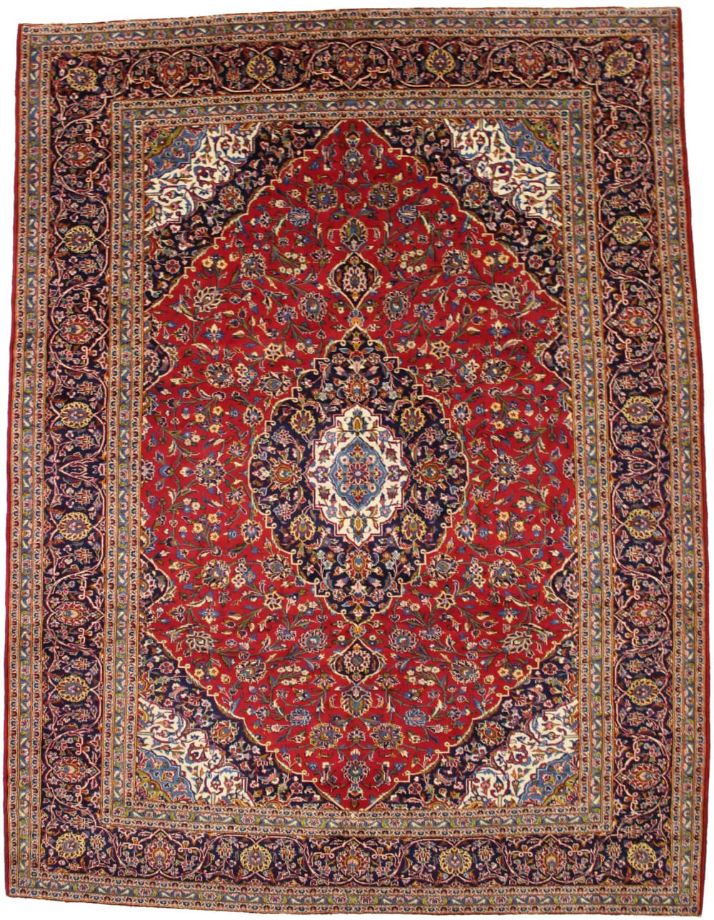 Vintage Red Traditional 10' x 13' Kashan Persian Rug by Magic Rugs ...