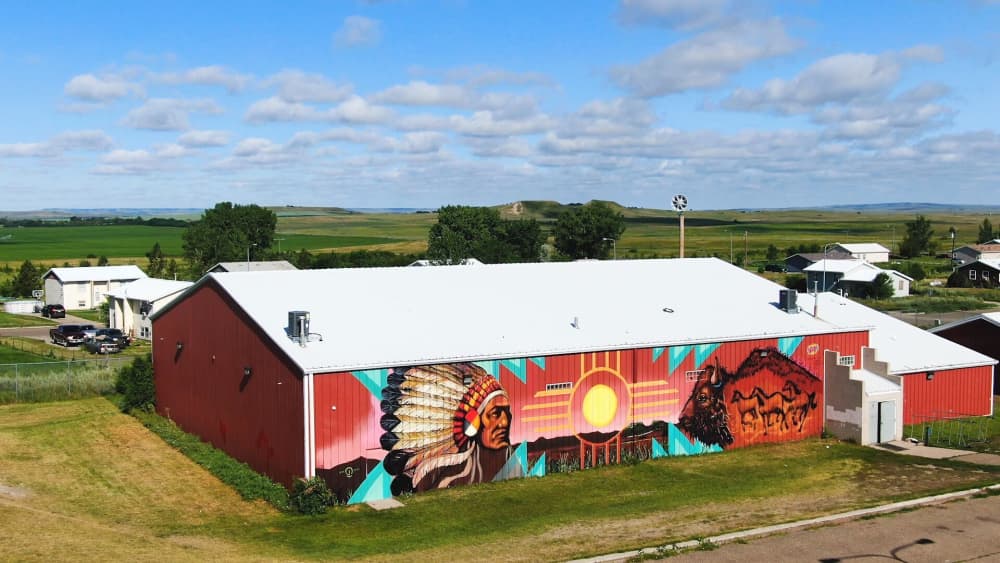 Standing Rock Mural by Rachel WolfeGoldsmith at Sacred Stone Village