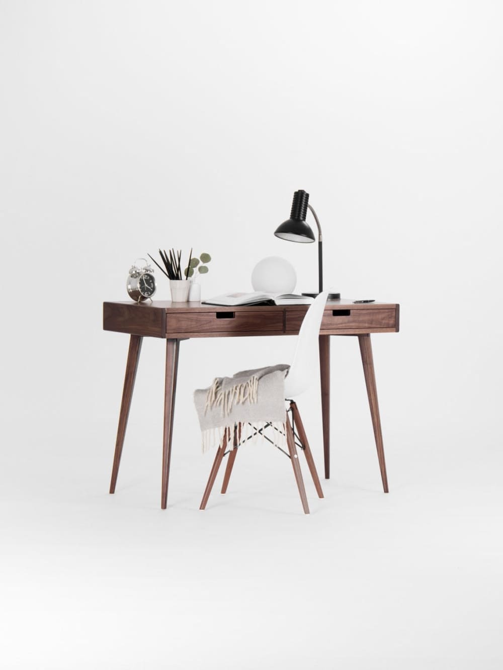 Walnut dressing table, small desk, mid century modern by Mo Woodwork