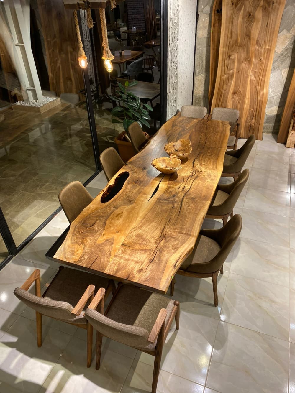 Custom Live Edge Walnut Large Dining Table by Gül Natural Furniture