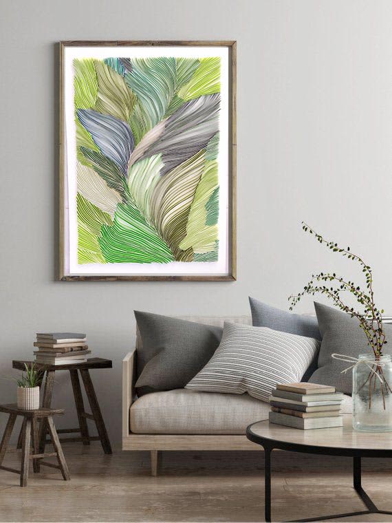 Nature of Green - abstract painting -paper wall art- paper by Glimpsecraft