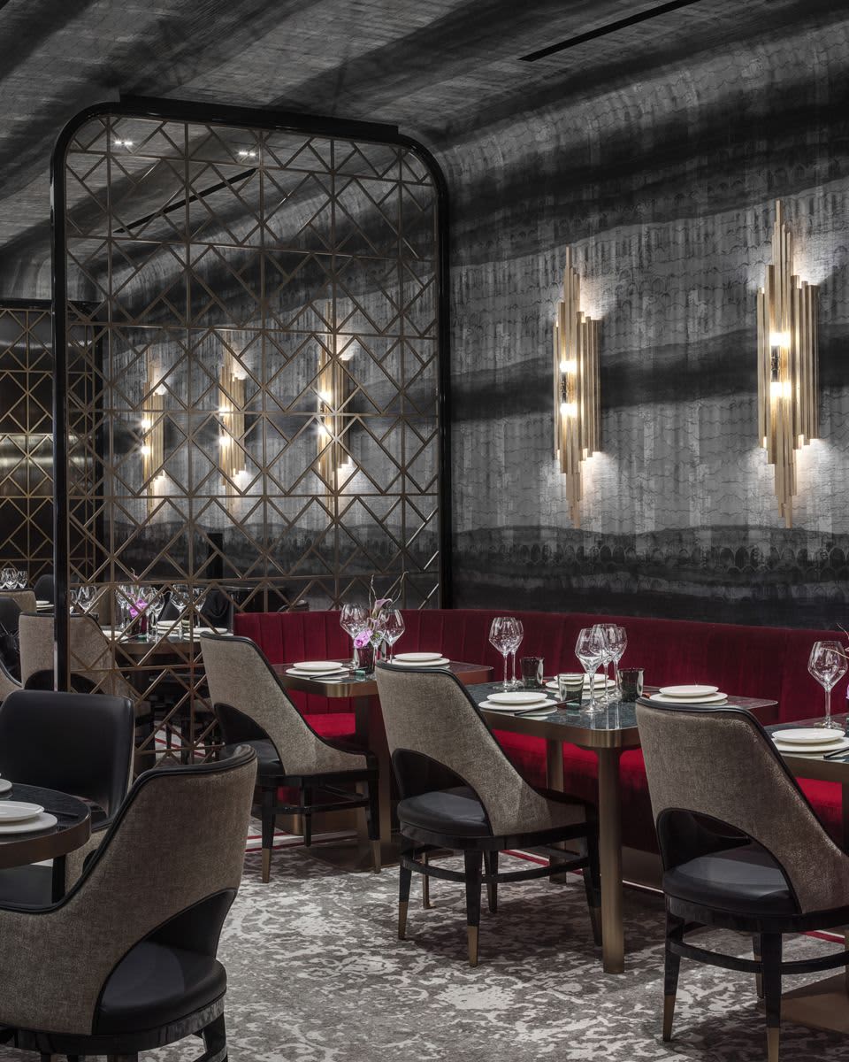 Custom Wallcovering Red Plate Cosmopolitan Hotel Las Vegas by Jill