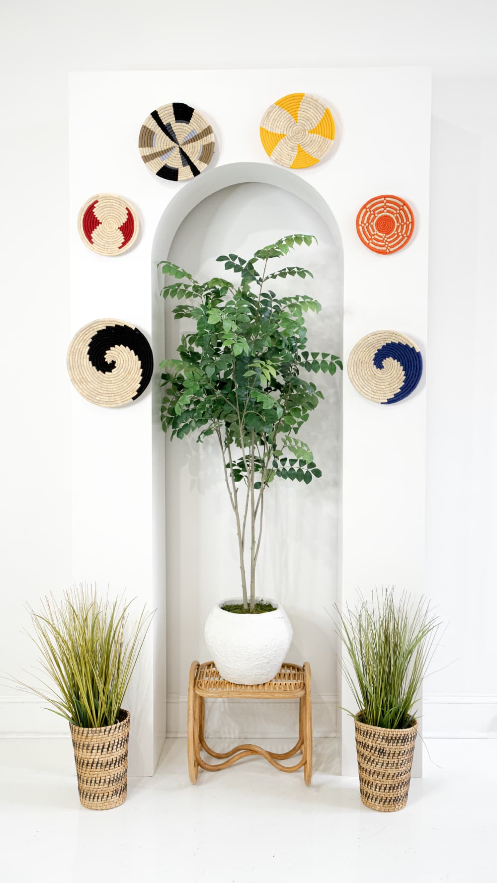 Handwoven Wall Basket Round Natural Grass by Amara Wescover Wall Hangings