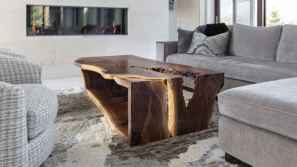 Live Edge Black Walnut Waterfall Coffee Table 298 by KC Custom