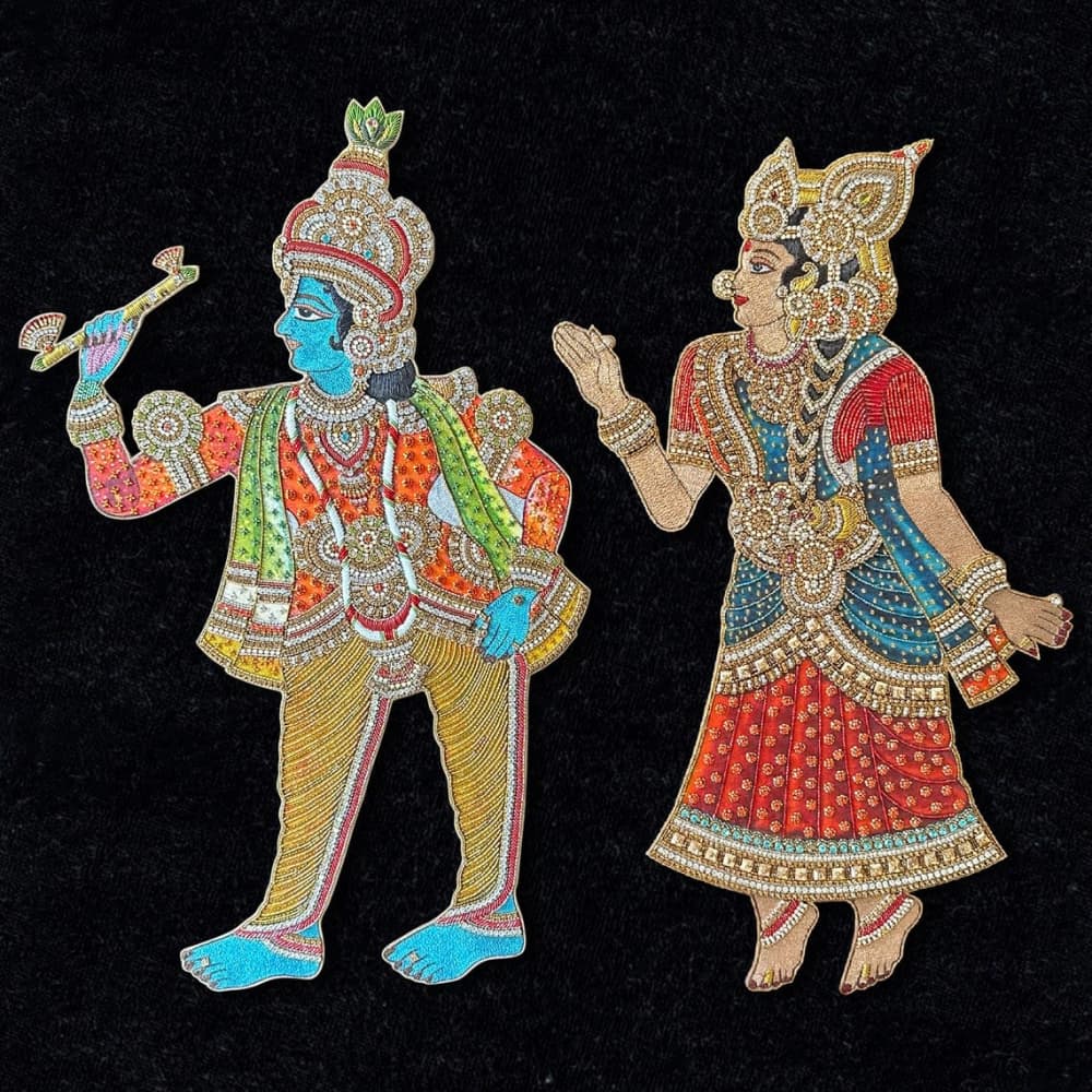 Shri Krishna Rukmini Hand Embroidered Bejewelled Installatio by ...