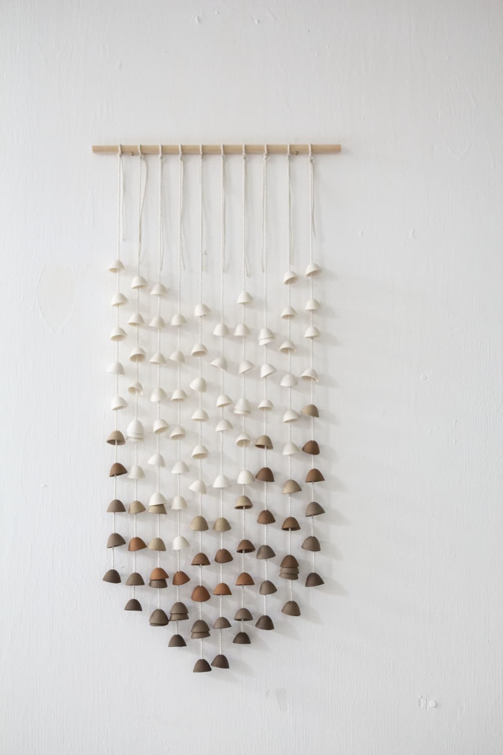 Handmade Earthy Driftwood Wall Hanging Decor with Bells, Yarn and