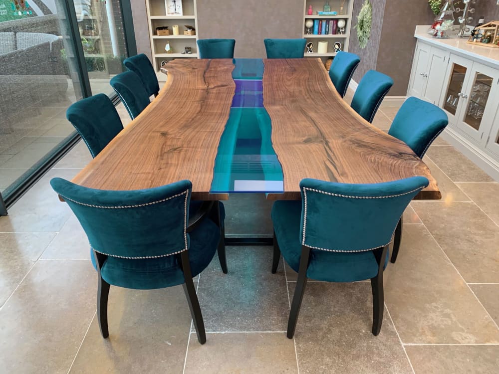 Glass river shop dining table