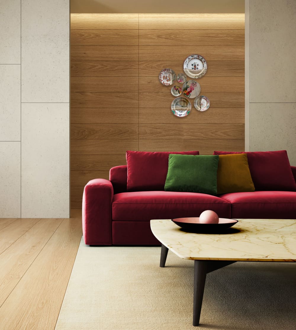 "Hollyhocks" Contemporary wall art installation by Studio