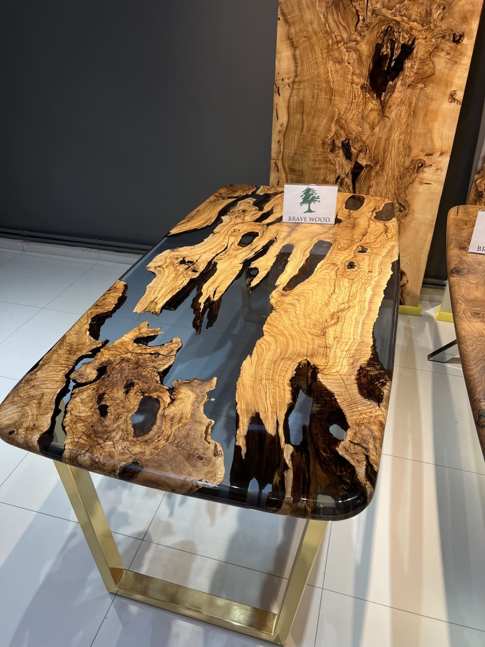 Olive wood epoxy table, Blue epoxy table, Dining room table by Brave Wood Wescover Tables