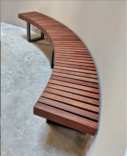 Curved wooden bench discount seat