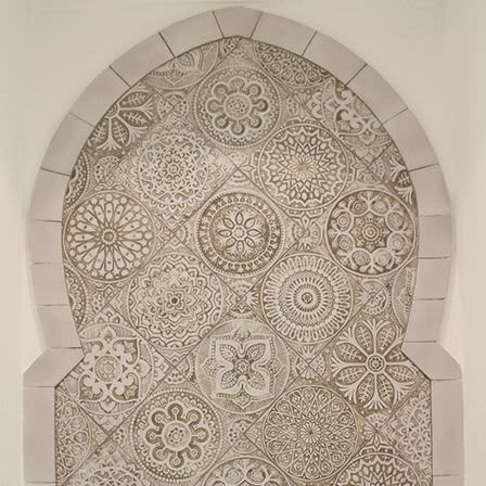 Bathroom arch using large handmade tiles (1 tile) by GVEGA | Wescover Tiles