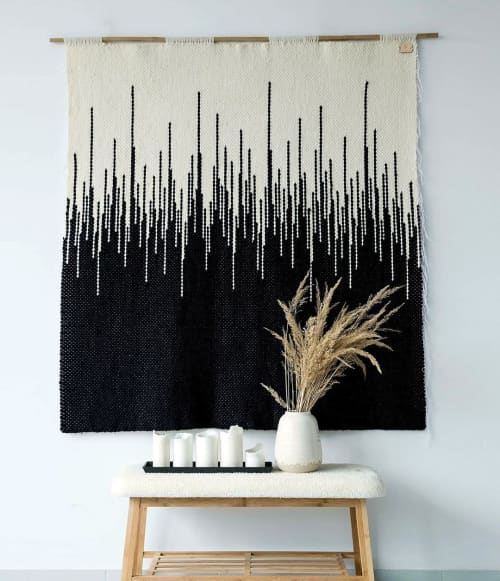 Zebra - Woven Wool Decor Tapestry | Wall Hangings by Lale Studio & Shop. Item made of bamboo with fiber works with boho & minimalism style