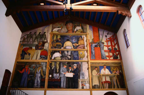 The Making Of A Fresco Showing The Building Of A City By Diego Rivera At San Francisco Art Institute San Francisco Wescover Murals