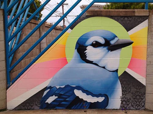 Argonne Blue Jay | Murals by Leon Loucheur | 18th and Cabrillo, Argonne Elementary School, Richmond District in San Francisco