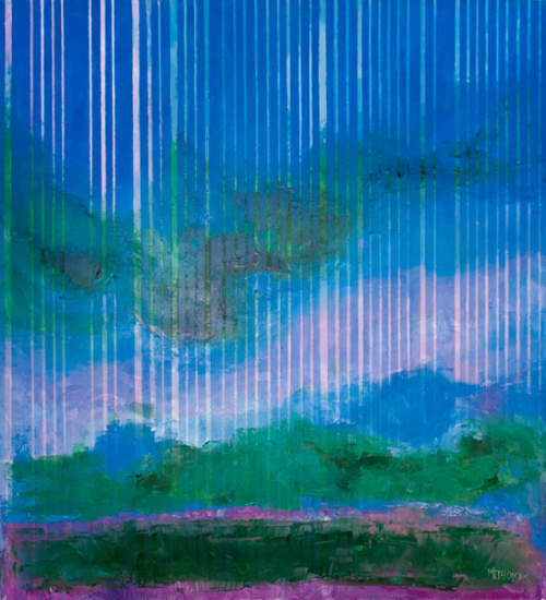 CQ Fireplace, 2015 | Oil And Acrylic Painting in Paintings by Matthew Thomas | Club Quarters Hotel, Philadelphia in Philadelphia