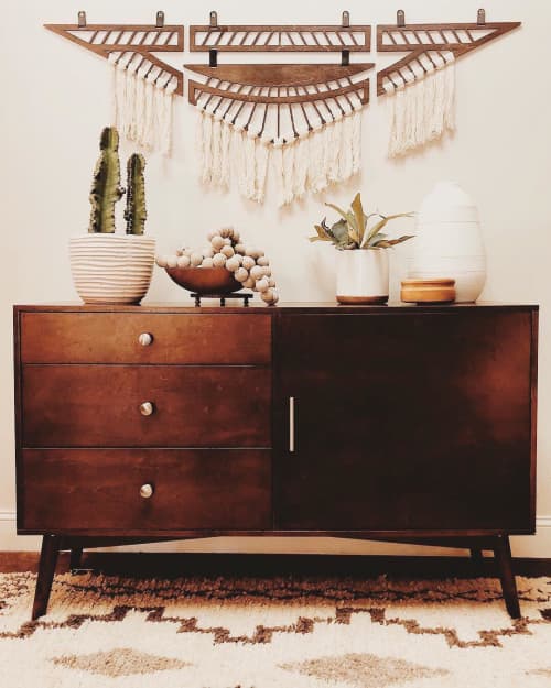 Thunderbird Wall Hanging | Macrame Wall Hanging in Wall Hangings by Wanderluxe. Item made of wood with fabric