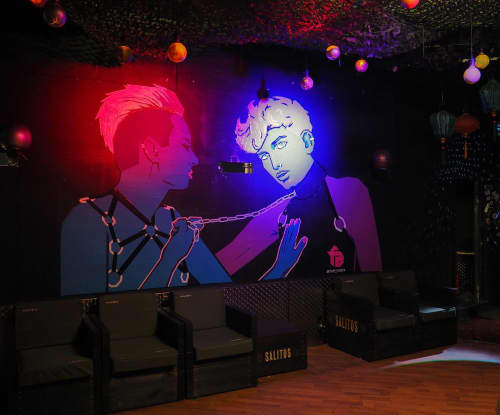 Tape Art Mural in AVA club | Murals by Fabifa | AVA CLUB in Berlin. Item composed of synthetic