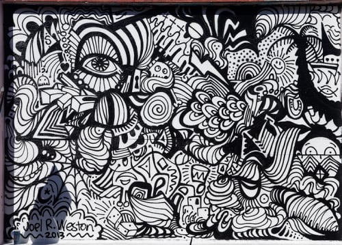 Slinky Black and White Mural | Street Murals by Joel Roger Weston | Valencia Street, SF in San Francisco