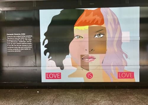 Love Is Love | Street Murals by Fernando Cisneros | Westfield San Francisco Centre in San Francisco. Item made of synthetic