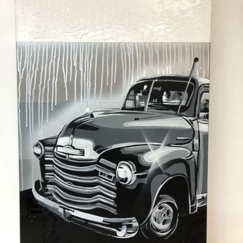 Car Painting | Oil And Acrylic Painting in Paintings by Elliot. Item made of canvas & synthetic