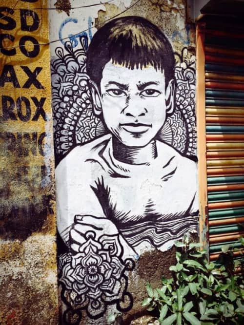 Ganges River Offerring | Street Murals by Cece Carpio | Mumbai, India in Mumbai