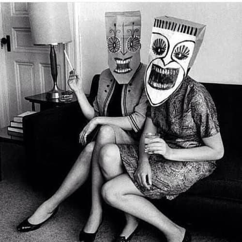 Photograph from the Mask Series with Saul Steinberg | Photography by Inge Morath | Petit Ermitage in West Hollywood