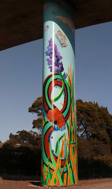 Garter Snake | Street Murals by Cory Ferris | San Bruno Avenue, Portola in San Francisco