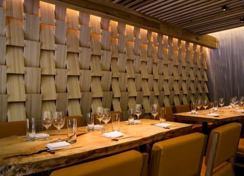Private Dining Wood Walls | Wall Treatments by Arcanum Architecture | Roka Akor San Francisco in San Francisco