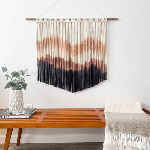 Macrame Wall Hanging | Wall Hangings by Love & Fiber. Item composed of walnut & fabric