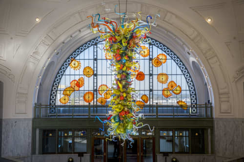 Union Station End of the Day Chandelier and Monarch Window | Sculptures by Dale Chihuly | Union Station, Tacoma in Tacoma